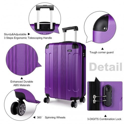K1777L - Kono 19 Inch ABS Hard Shell Suitcase Luggage - Purple - Easy Luggage