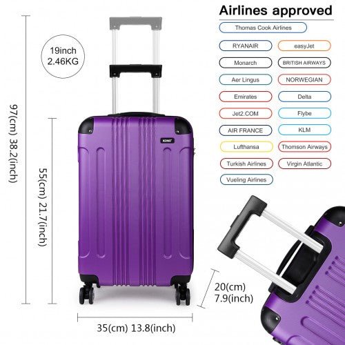 K1777L - Kono 19 Inch ABS Hard Shell Suitcase Luggage - Purple - Easy Luggage