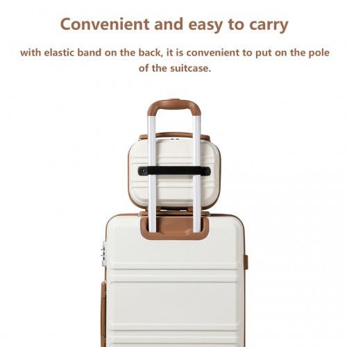 K1871 - 1L - Kono 12 Inch Lightweight Hard Shell ABS Vanity Case - Cream - Easy Luggage