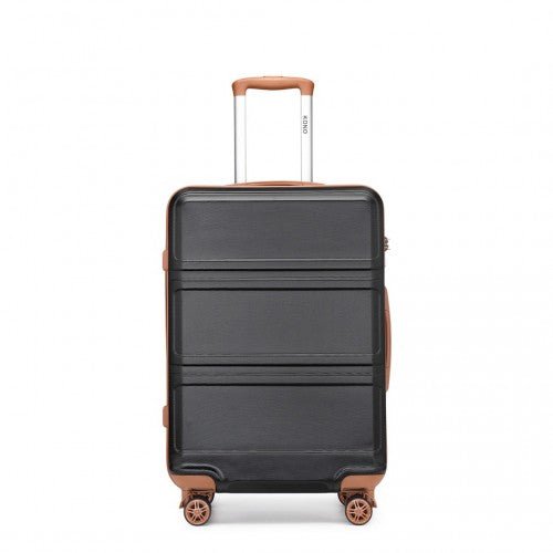 K1871 - 1L - Kono ABS 20 Inch Sculpted Horizontal Design Cabin Luggage - Black And Brown - Easy Luggage