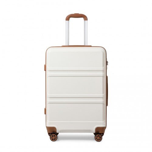 K1871 - 1L - Kono ABS 20 Inch Sculpted Horizontal Design Cabin Luggage - Cream - Easy Luggage