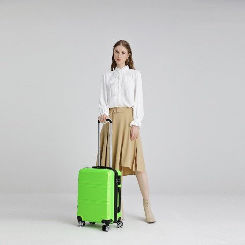 K1871 - 1L - Kono ABS 20 Inch Sculpted Horizontal Design Cabin Luggage - Green - Easy Luggage