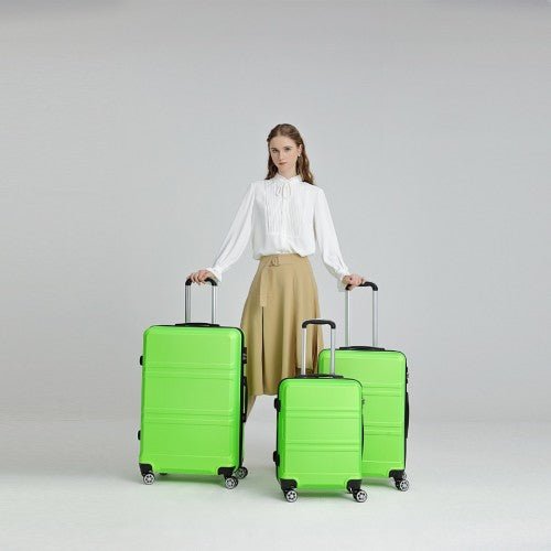 K1871 - 1L - Kono ABS 20 Inch Sculpted Horizontal Design Cabin Luggage - Green - Easy Luggage