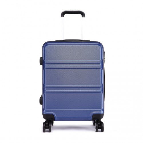 K1871 - 1L - Kono ABS 20 Inch Sculpted Horizontal Design Cabin Luggage - Navy Blue - Easy Luggage