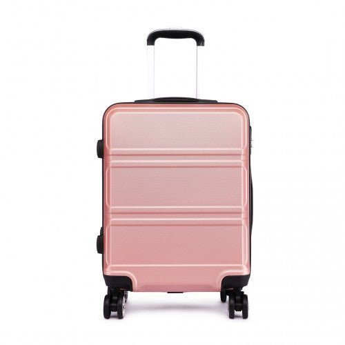 K1871 - 1L - Kono ABS 20 Inch Sculpted Horizontal Design Cabin Luggage - Nude - Easy Luggage