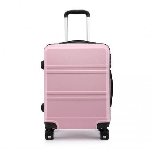 K1871 - 1L - Kono ABS 20 Inch Sculpted Horizontal Design Cabin Luggage - Pink - Easy Luggage
