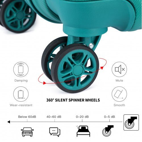 K1871 - 1L - Kono ABS 20 Inch Sculpted Horizontal Design Cabin Luggage - Teal - Easy Luggage