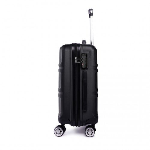 K1871 - 1L - Kono ABS 24 Inch Sculpted Horizontal Design Suitcase - Black - Easy Luggage