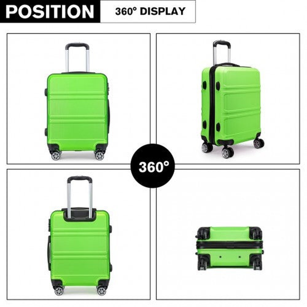 K1871 - 1L - Kono ABS 24 Inch Sculpted Horizontal Design Suitcase - Green - Easy Luggage