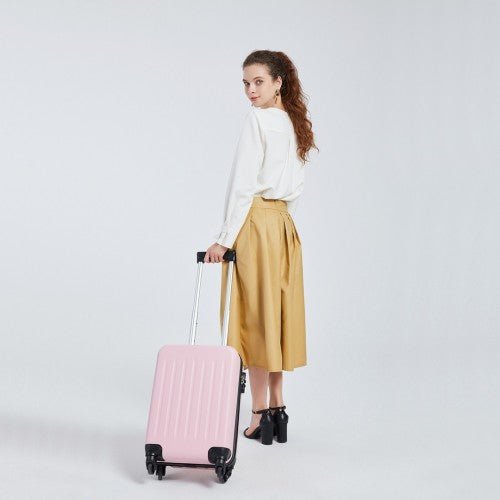 K1872L - Kono 19 Inch ABS Hard Shell Carry On Luggage 4 Wheel Spinner Suitcase - Black - Easy Luggage