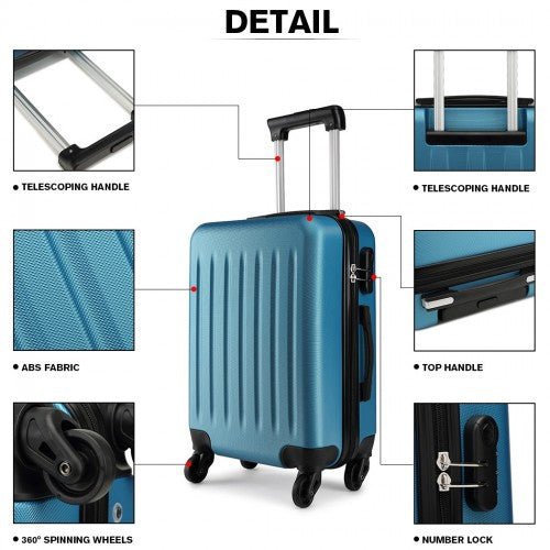K1872L - Kono 24 Inch ABS Hard Shell Luggage 4 Wheel Spinner Suitcase - Navy - Easy Luggage