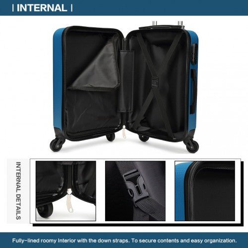 K1872L - Kono 24 Inch ABS Hard Shell Luggage 4 Wheel Spinner Suitcase - Navy - Easy Luggage