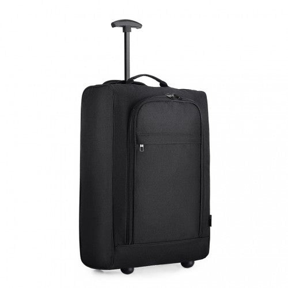 K1873 - 2 - Kono CABIN SIZE SOFT SHELL HAND LUGGAGE - BLACK - Easy Luggage
