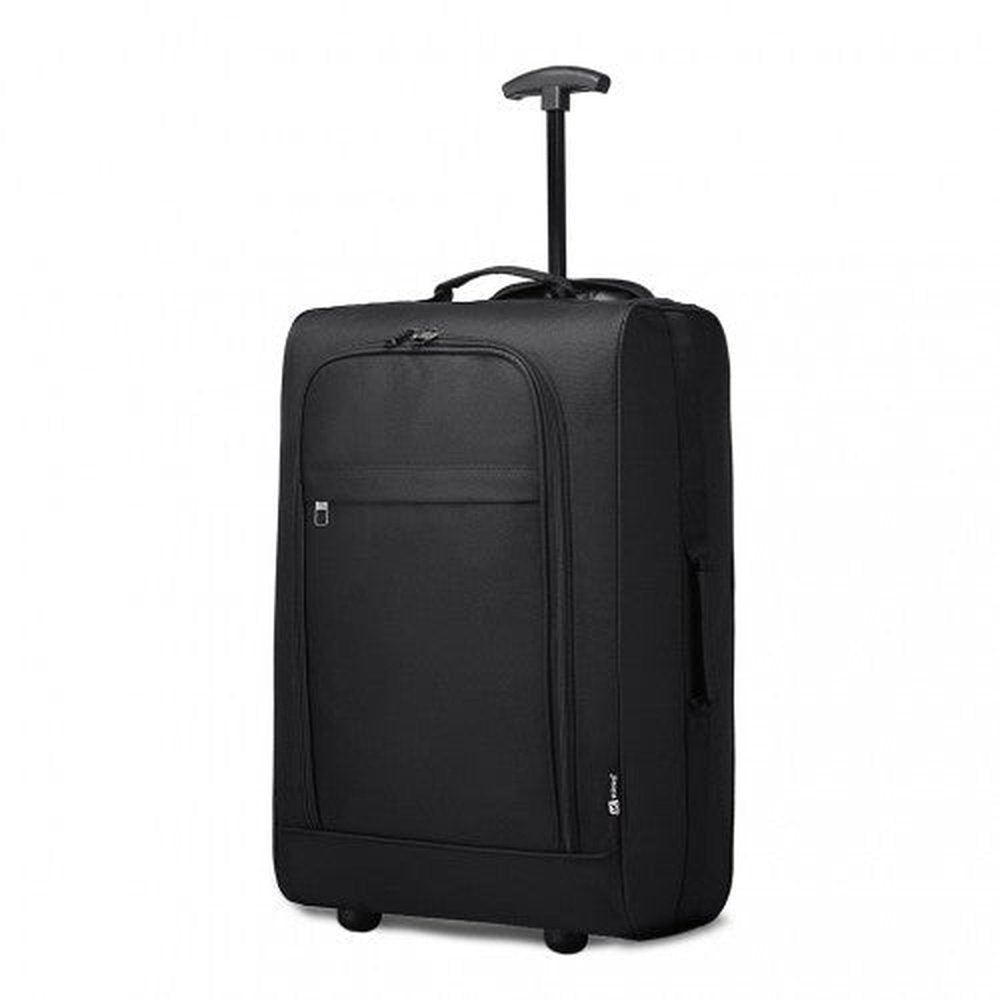 K1873 - 2 - Kono CABIN SIZE SOFT SHELL HAND LUGGAGE - BLACK - Easy Luggage