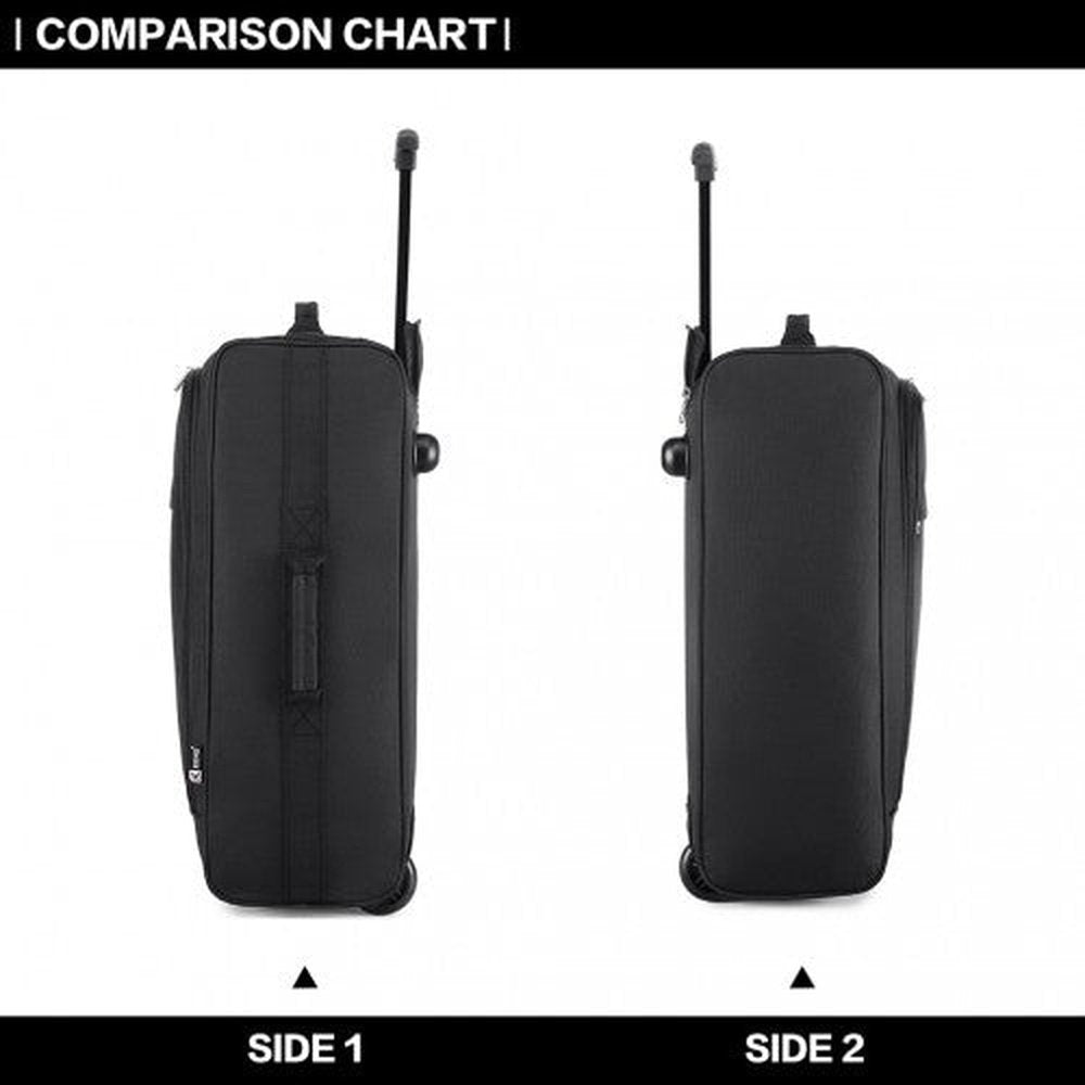 K1873 - 2 - Kono CABIN SIZE SOFT SHELL HAND LUGGAGE - BLACK - Easy Luggage