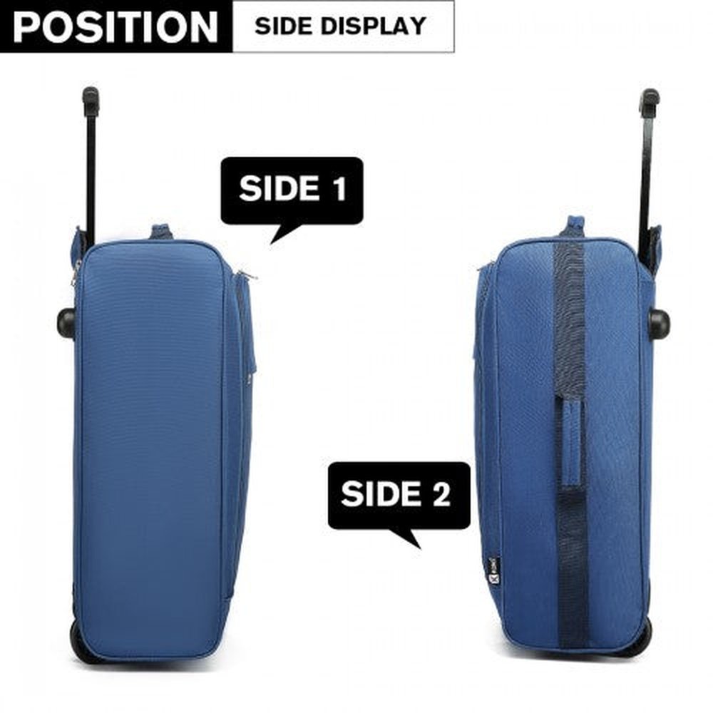 K1873 - 2 - Kono CABIN SIZE SOFT SHELL HAND LUGGAGE - BLUE - Easy Luggage