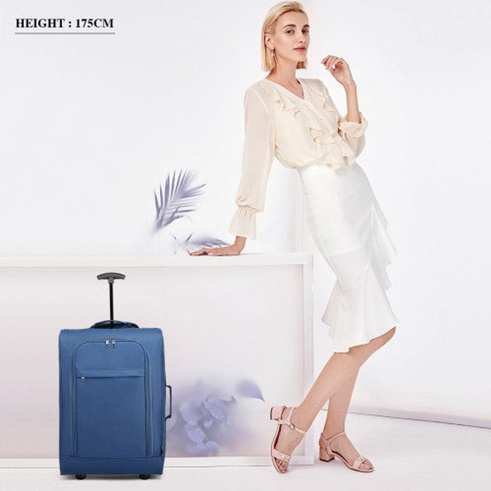 K1873 - 2 - Kono CABIN SIZE SOFT SHELL HAND LUGGAGE - BLUE - Easy Luggage