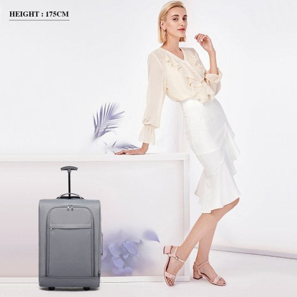 K1873 - 2 - Kono CABIN SIZE SOFT SHELL HAND LUGGAGE - GREY - Easy Luggage