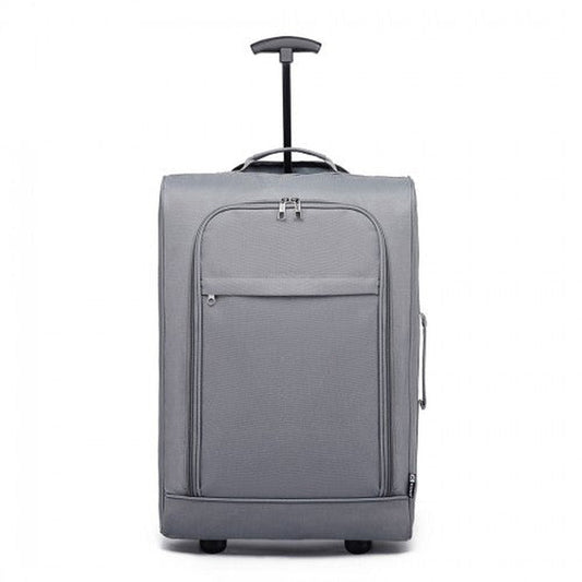 K1873 - 2 - Kono CABIN SIZE SOFT SHELL HAND LUGGAGE - GREY - Easy Luggage