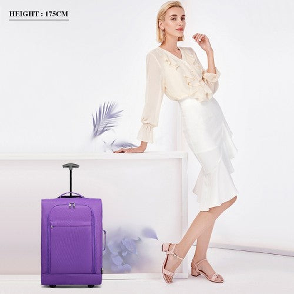 K1873 - 2 - Kono CABIN SIZE SOFT SHELL HAND LUGGAGE - PURPLE - Easy Luggage