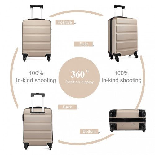 K1991 - 1L - Kono 19 Inch Horizontal Design ABS Hard Shell Suitcase With TSA Lock - Gold - Easy Luggage
