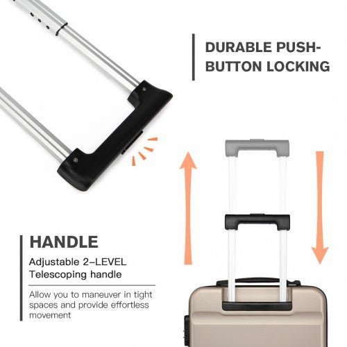 K1991 - 1L - Kono 19 Inch Horizontal Design ABS Hard Shell Suitcase With TSA Lock - Gold - Easy Luggage