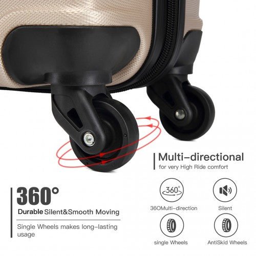 K1991 - 1L - Kono 19 Inch Horizontal Design ABS Hard Shell Suitcase With TSA Lock - Gold - Easy Luggage