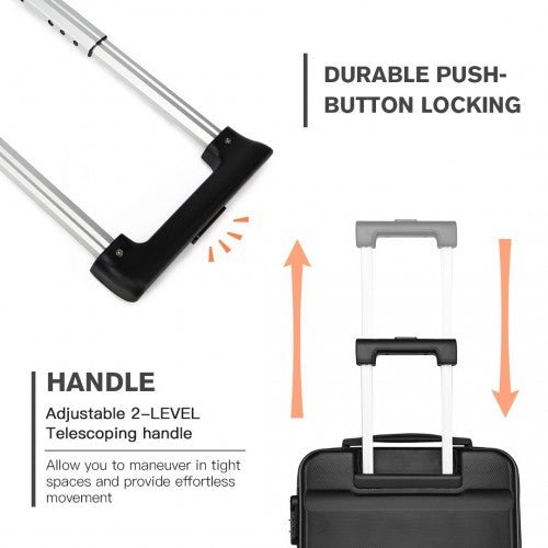 K1991 - 1L - Kono 24 Inch Horizontal Design ABS Hard Shell Suitcase With TSA Lock - Black - Easy Luggage