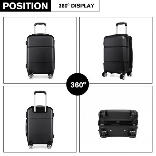K1995L - Kono Hard Shell ABS Carry On Suitcase 20 Inch - Black - Easy Luggage