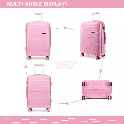 K1997L - KONO 24 INCH HARD SHELL PP SUITCASE - PINK - Easy Luggage