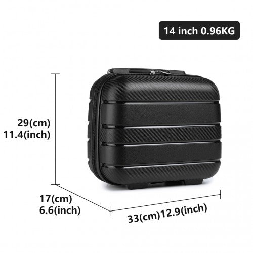 K2091L - Kono 14 Inch Multi Texture Hard Shell PP Vanity Case - Classic Collection - Black - Easy Luggage