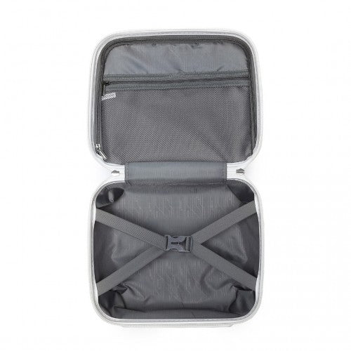 K2091L - Kono 14 Inch Multi Texture Hard Shell PP Vanity Case - Classic Collection - White - Easy Luggage