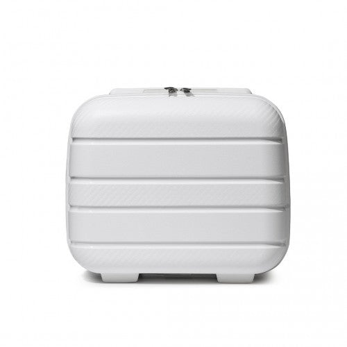 K2091L - Kono 14 Inch Multi Texture Hard Shell PP Vanity Case - Classic Collection - White - Easy Luggage