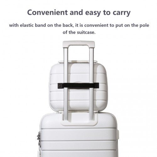 K2091L - Kono 14 Inch Multi Texture Hard Shell PP Vanity Case - Classic Collection - White - Easy Luggage