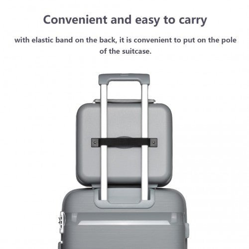 K2092L - Kono 14 Inch Bright Hard Shell PP Vanity Case - Grey - Easy Luggage