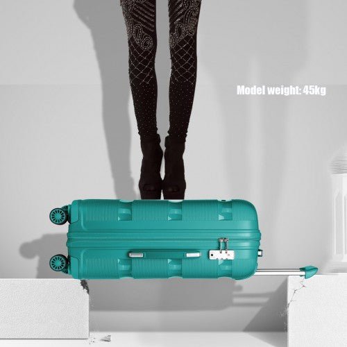 K2092L - Kono Bright Hard Shell PP Suitcase With TSA Lock And Vanity Case 4 Pieces Set - Classic Collection - Blue - Easy Luggage