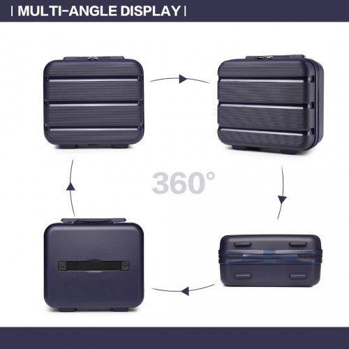 K2092L - Kono Bright Hard Shell PP Suitcase With TSA Lock And Vanity Case 4 Pieces Set - Classic Collection - Navy - Easy Luggage
