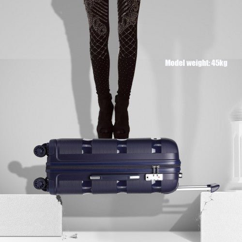 K2092L - Kono Bright Hard Shell PP Suitcase With TSA Lock And Vanity Case 4 Pieces Set - Classic Collection - Navy - Easy Luggage