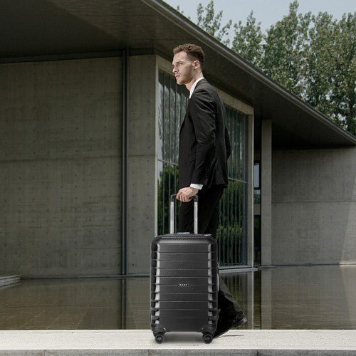 K2093 - Kono Cabin Size Classic Collection Polypropylene Luggage with Charging Interface - Black - Easy Luggage