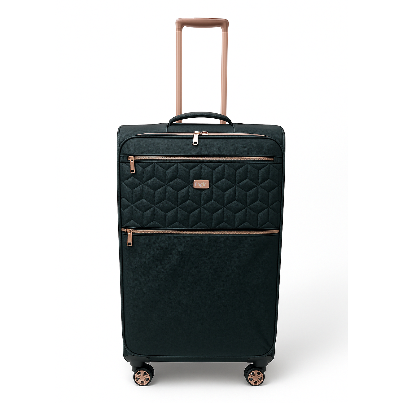 EAGLE Skyper Expandable Softshell Luggage – Super Light, 8-Wheel Spinner - Black