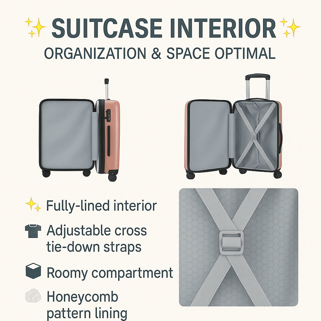 Tabby AeroGlide: Lightweight Hard Shell Luggage with Spinner Wheels – Rose Gold