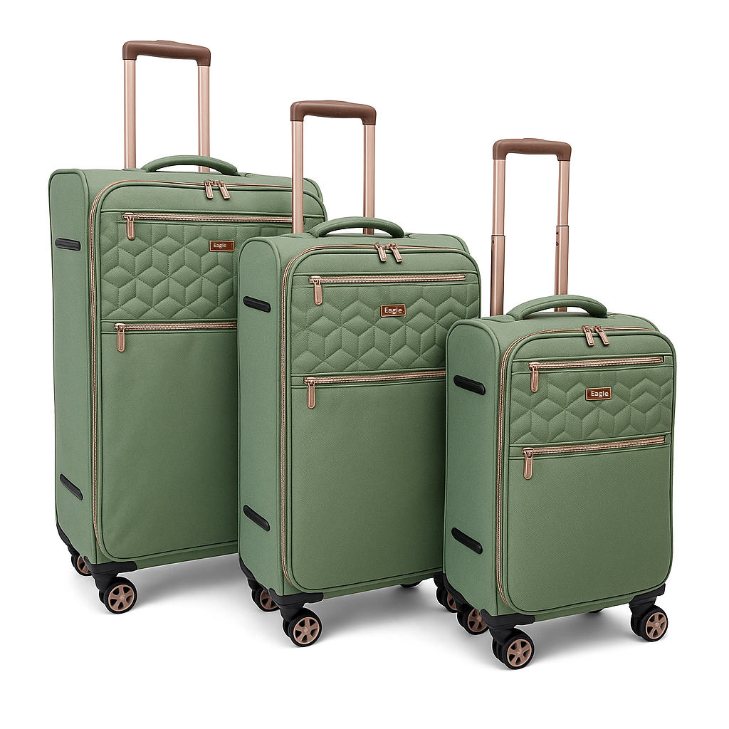 EAGLE Skyper Expandable Softshell Luggage – Super Light, 8-Wheel Spinner - Army Green