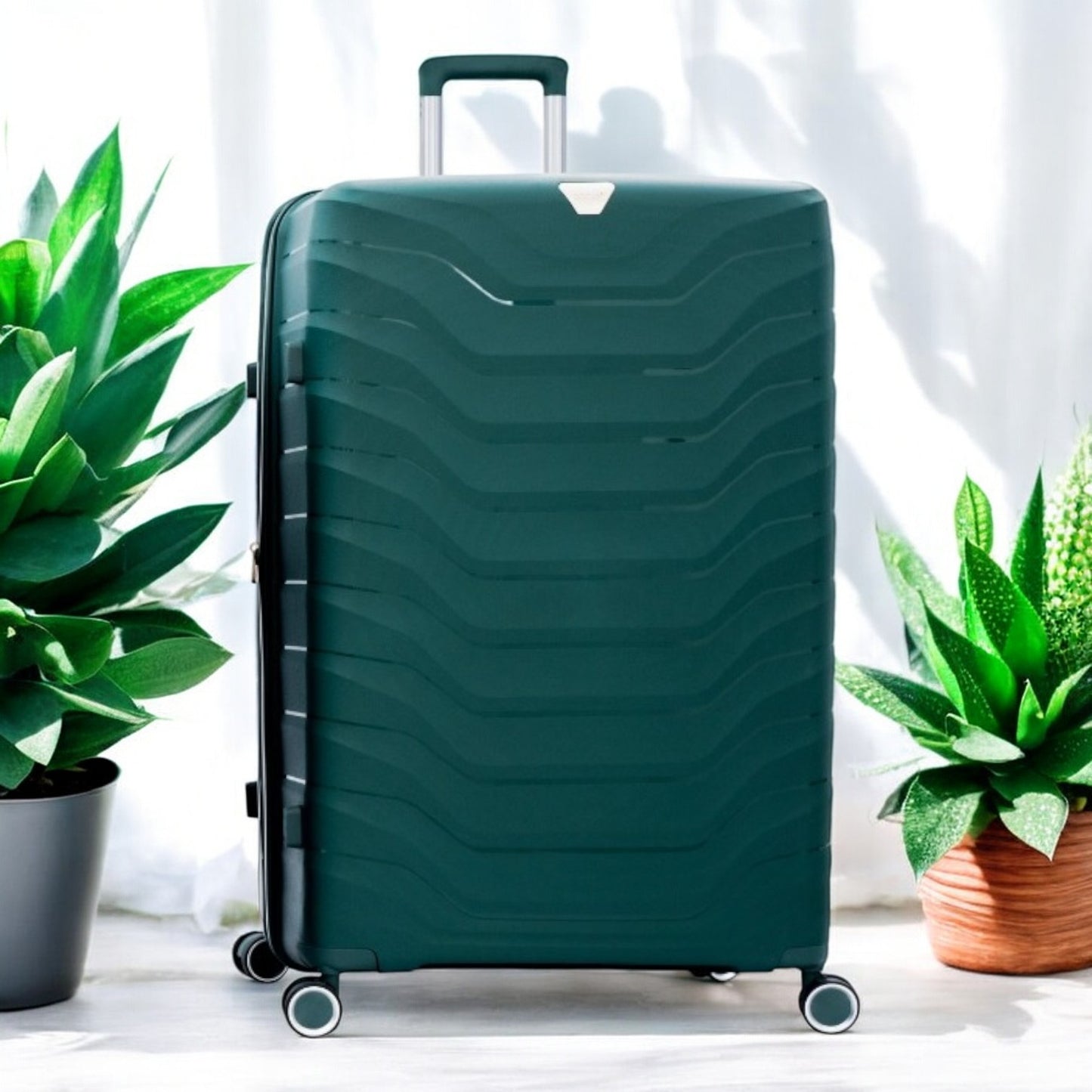Eagle Verona 3-Piece Expandable Luggage Set - PP Material ,TSA Lock 360 Spinner Wheels - Green