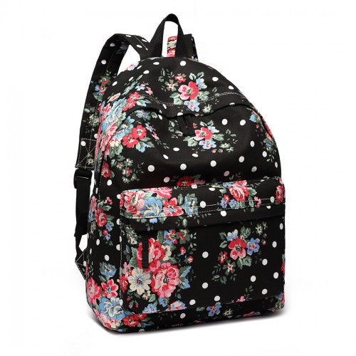 Easy Luggage E1401F - Miss Lulu Large Backpack Flower Polka Dot - Black