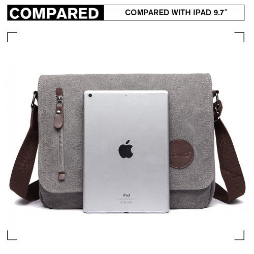 Easy Luggage E1824-1 - Kono RFID-Blocking Retro Style Canvas Cross Body Messenger Bag - Grey