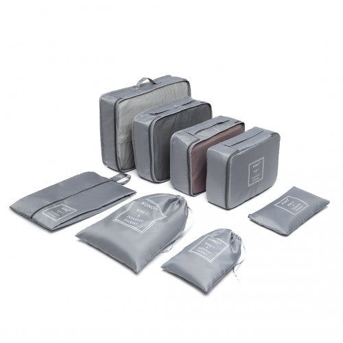 Easy Luggage E2019 - Kono 8 Piece Polyester Travel Luggage Organiser Bag Set - Grey