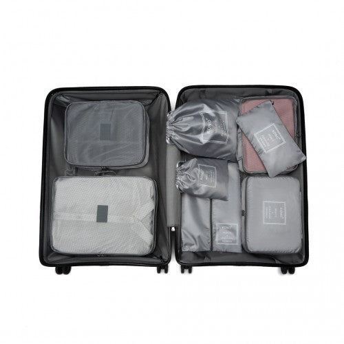 Easy Luggage E2019 - Kono 8 Piece Polyester Travel Luggage Organiser Bag Set - Grey