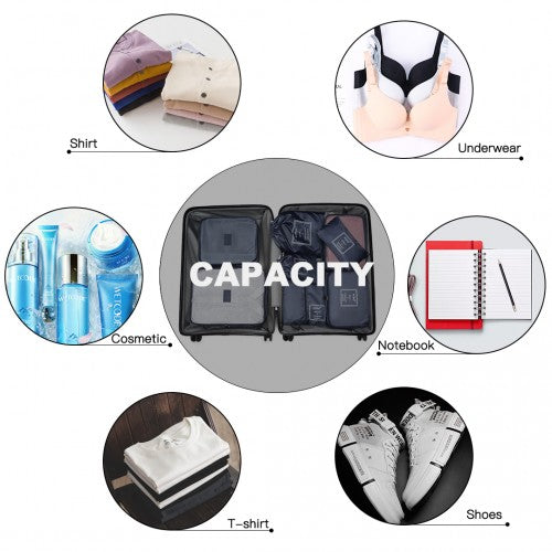 Easy Luggage E2019 - Kono 8 Piece Polyester Travel Luggage Organiser Bag Set - Navy Blue