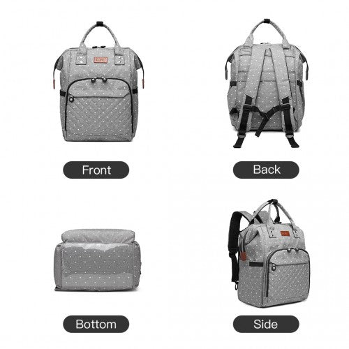Easy Luggage E6705D2 - Kono Wide Open Designed Baby Diaper Changing Backpack Dot - Grey