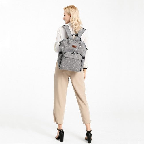 Easy Luggage E6705D2 - Kono Wide Open Designed Baby Diaper Changing Backpack Dot - Grey